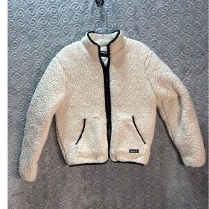 Hurley Cream Sherpa Teddy Jacket with Black Trim